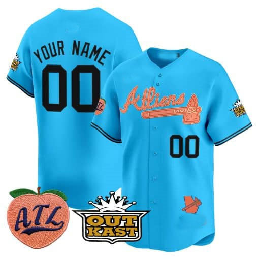 Custom A.Braves Atliens & Peach Vapor Premier Limited 篓C All Stitched Baseball Jerseys