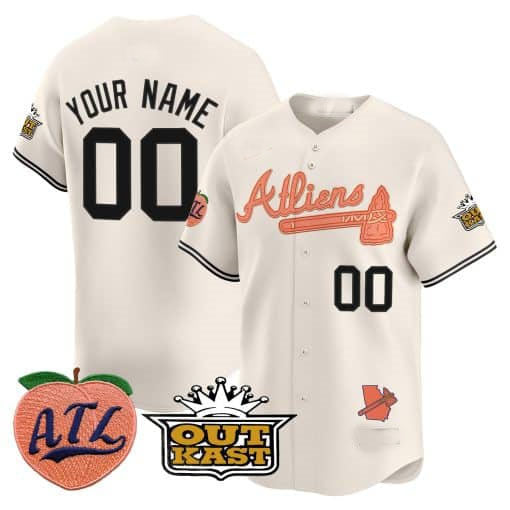 Custom A.Braves Atliens & Peach Vapor Premier Limited 篓C All Stitched Baseball Jerseys