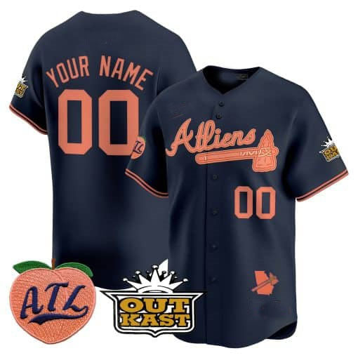 Custom A.Braves Atliens & Peach Vapor Premier Limited 篓C All Stitched Baseball Jerseys
