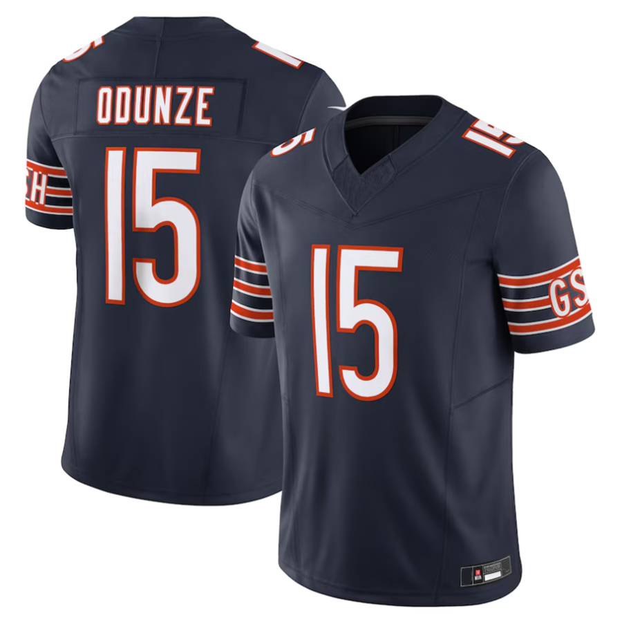 C.Bears #15 Rome Odunze Player Navy Vapor F.U.S.E. Limited Football Jerseys