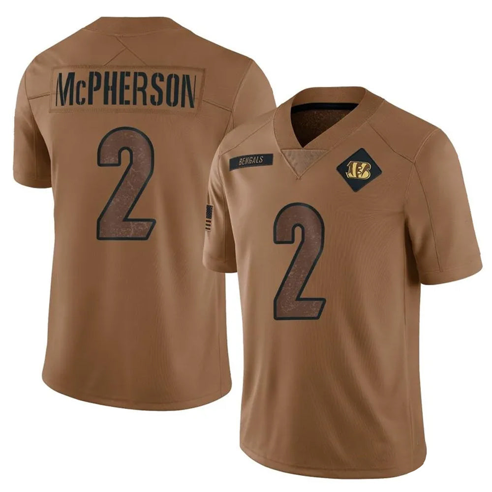 C.Bengals #2 Evan McPherson Player Brown Salute To Service Limited Football Jerseys