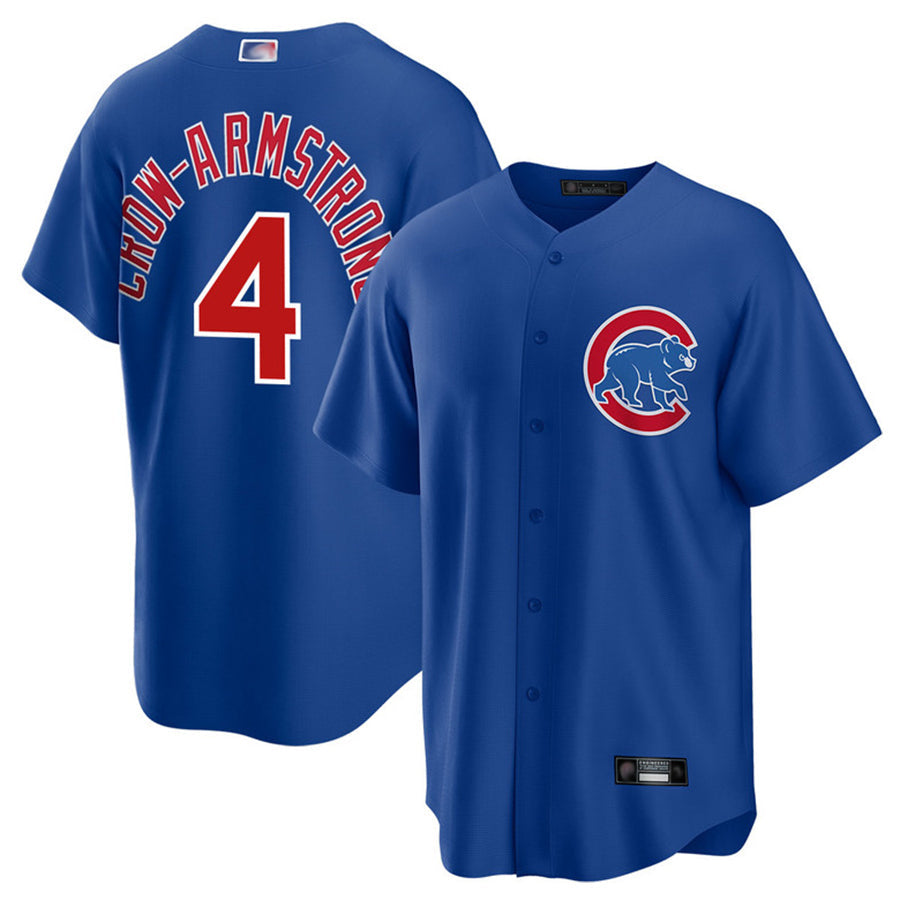 C.Cubs #4 Pete Crow-Armstrong Player Navy Home Replica Baseball Jerseys