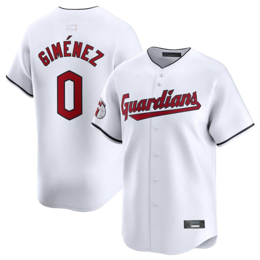 C.Guardians #0 Andr隆搂|s Gim隆搂|nez Player White Home Replica Game Baseball Jerseys