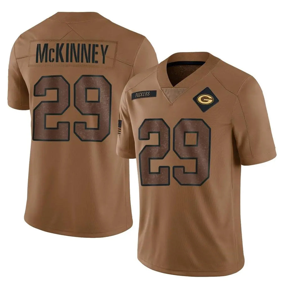 GB.Packers #29 Xavier McKinney Player Brown Salute To Service Limited Football Jerseys