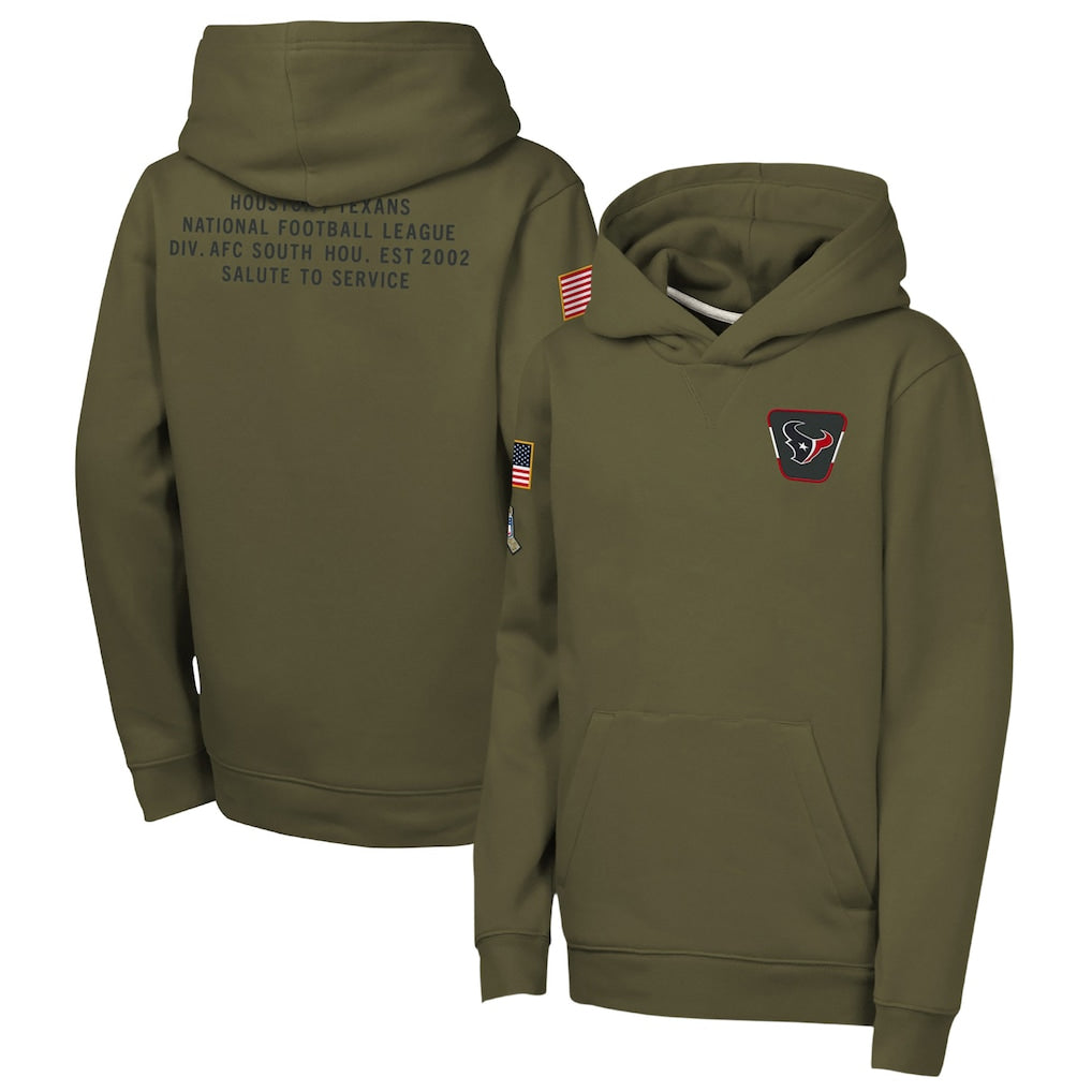 H.Texans Player Olive Salute to Service Club Fleece Hoodie Football Jerseys